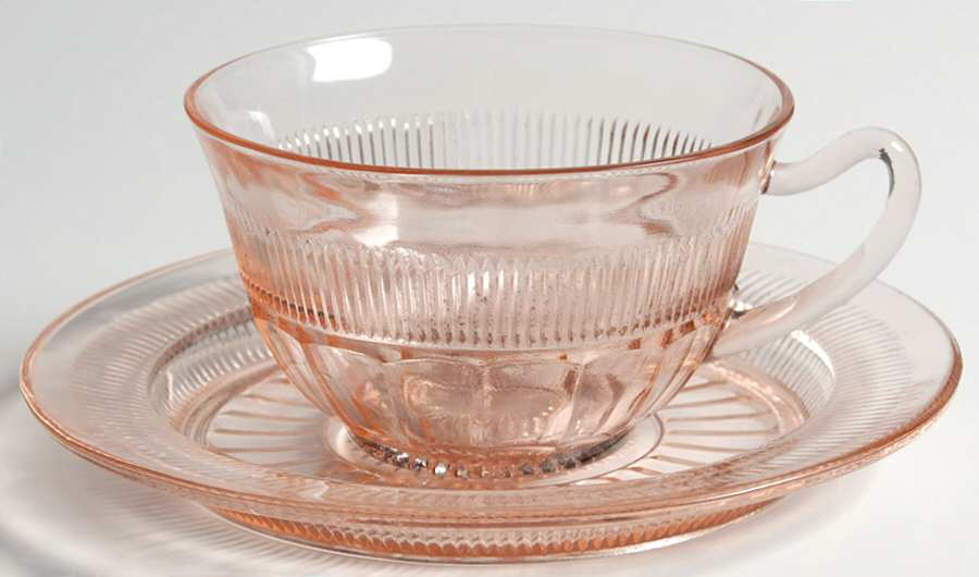 Coronation Pink Cup and Saucer, No Ring Bread & Butter Plate by Anchor Hocking-1