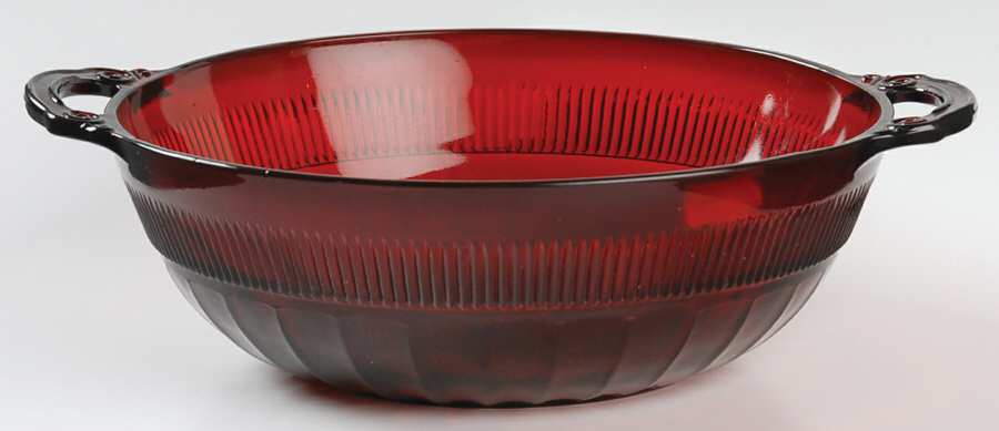Coronation Royal Ruby Large Handled Fruit Bowl by Anchor Hocking-1