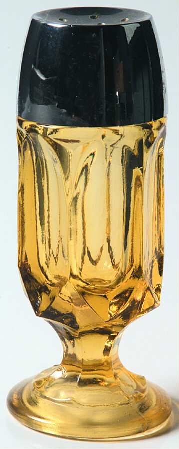 Fairfield Amber Footed Shaker & Plastic Lid by Anchor Hocking-1