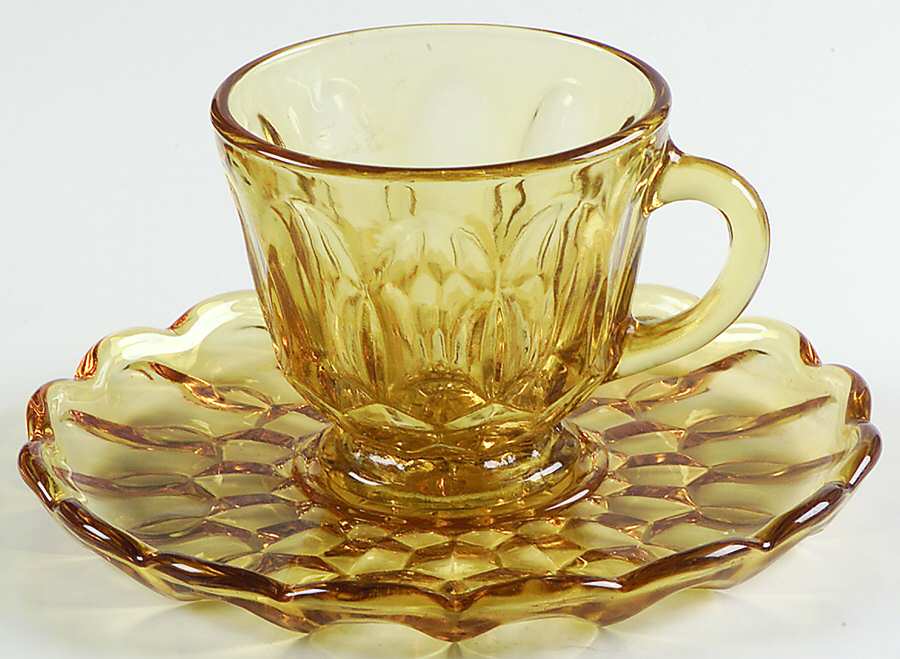 Fairfield Amber Cup & Saucer Set by Anchor Hocking-1