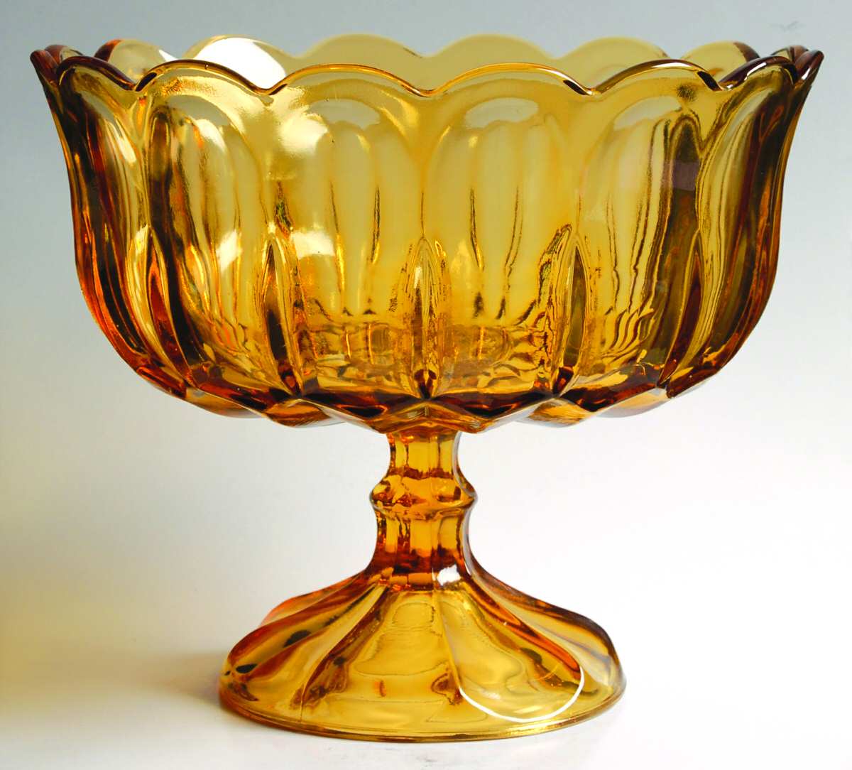 Fairfield Amber Round Compote (Height X Width) by Anchor Hocking-1