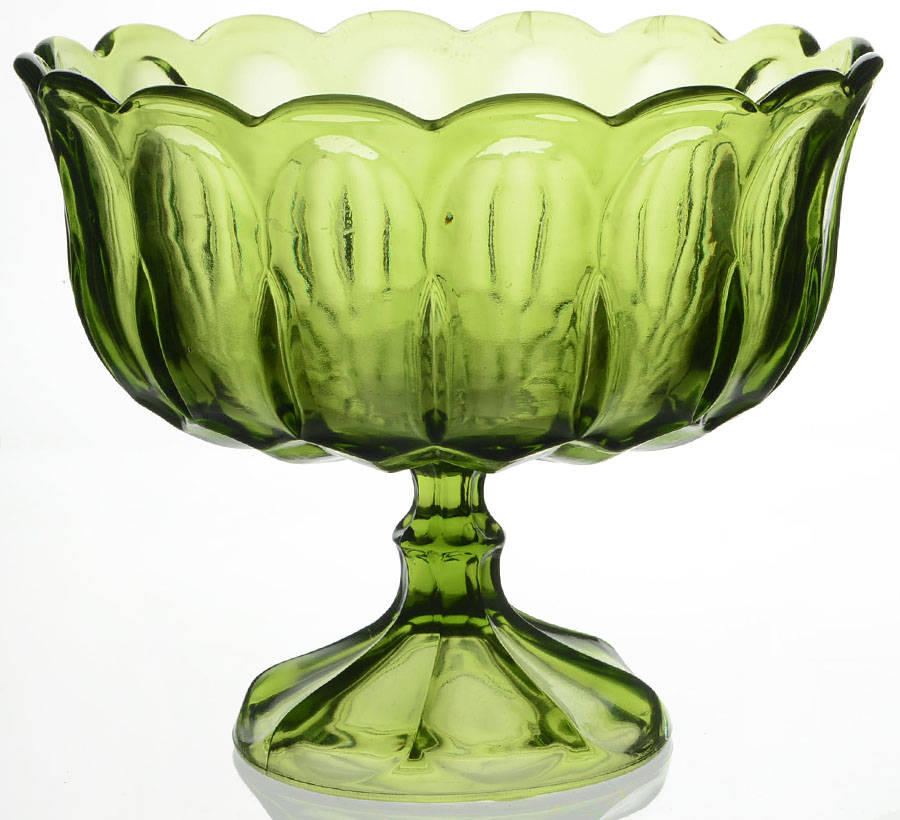 Fairfield Avocado Green Round Compote (Height X Width) by Anchor Hocking-1