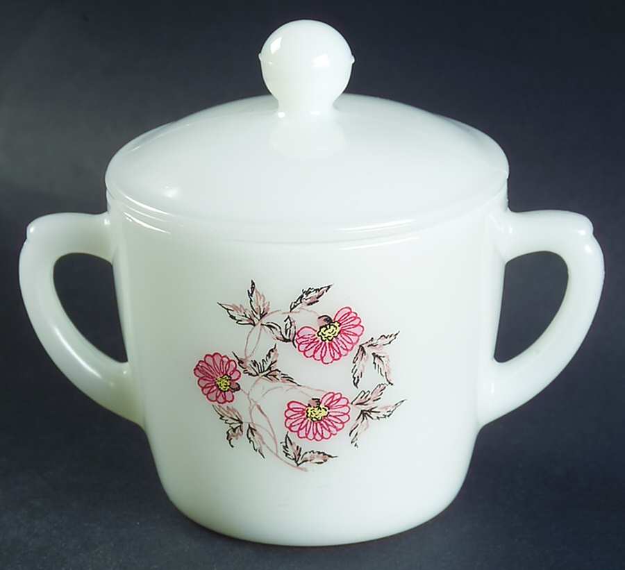 Fleurette Sugar Bowl & Lid by Anchor Hocking-1