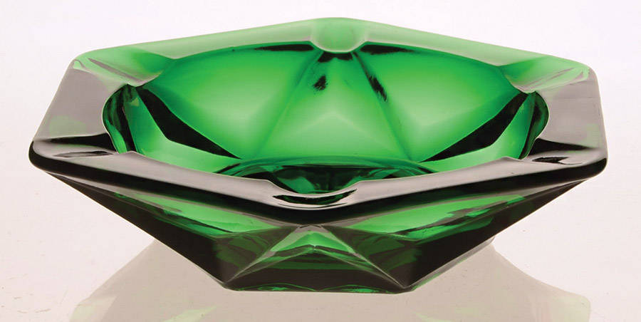 Forest Green 5" Hexagonal Ashtray by Anchor Hocking-1