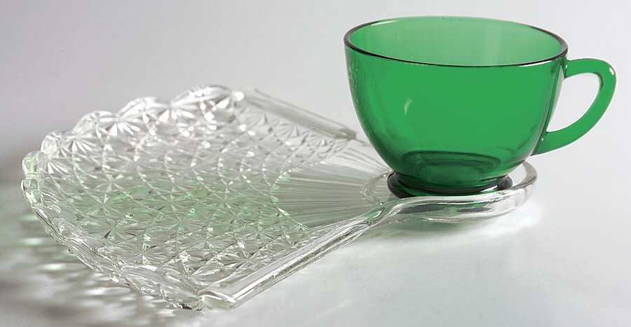 Forest Green Snack Set-Plate and Regular Punch Cup by Anchor Hocking-1