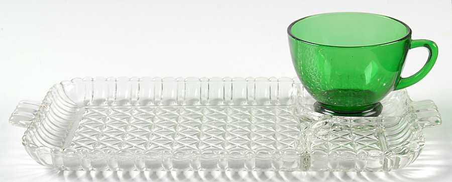 Forest Green Snack Set-Plate and Regular Punch Cup by Anchor Hocking-1
