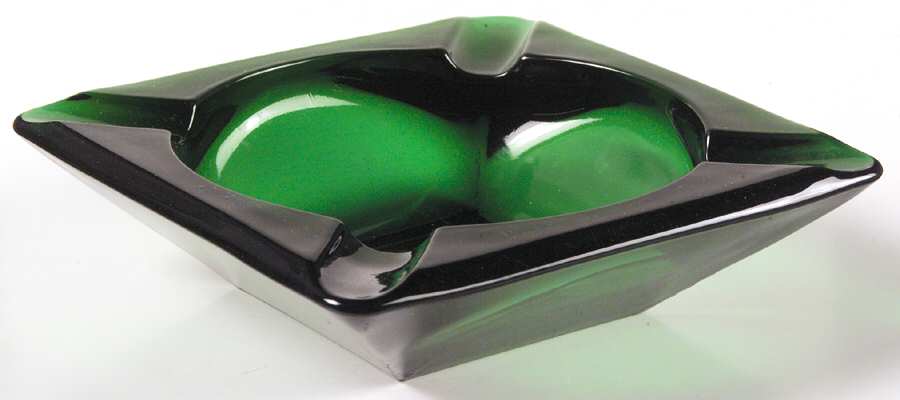 Forest Green Large Square Ashtray by Anchor Hocking-1