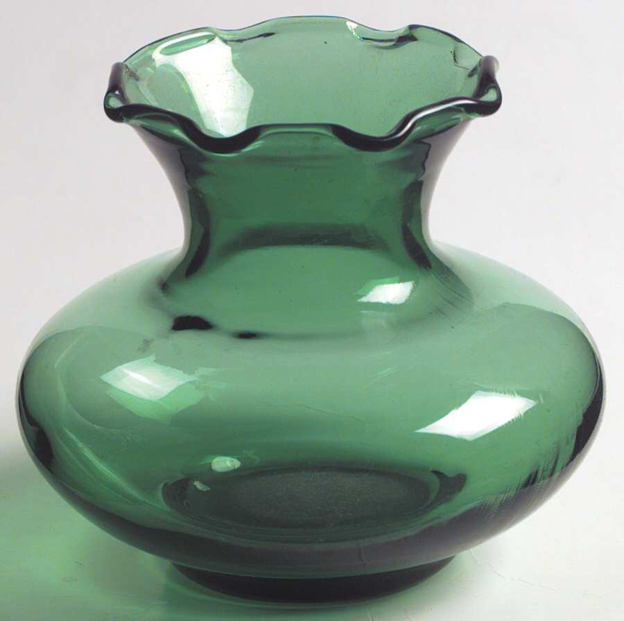 Forest Green Crimped Bud Vase by Anchor Hocking-1