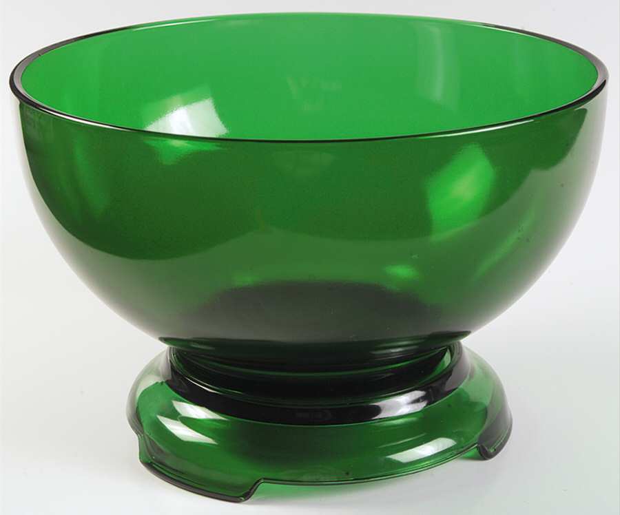 Forest Green Punch Bowl with Stand by Anchor Hocking-1