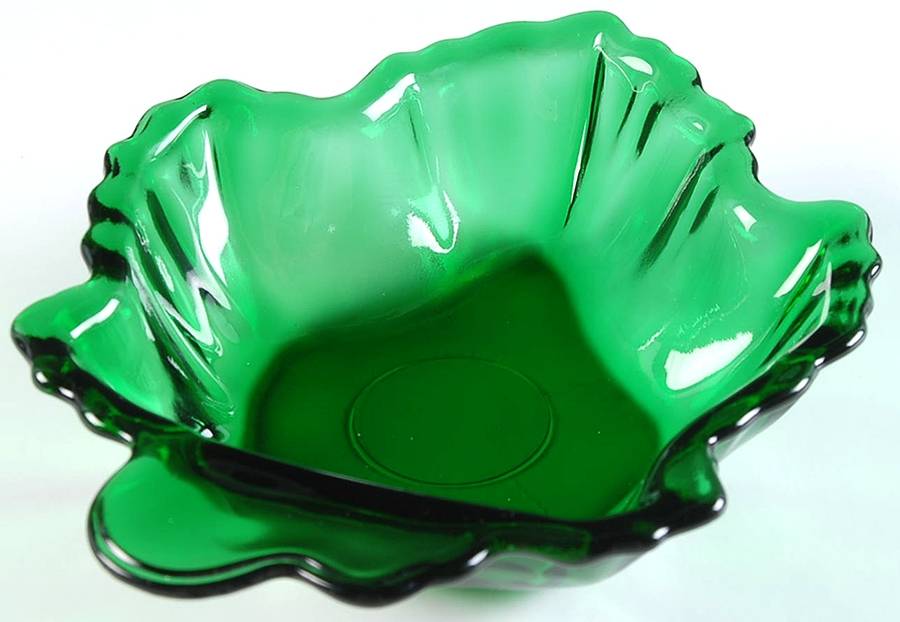 Forest Green Leaf-Shape Dessert Bowl by Anchor Hocking-1