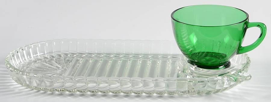 Forest Green Snack Set-Plate and Regular Punch Cup by Anchor Hocking-1