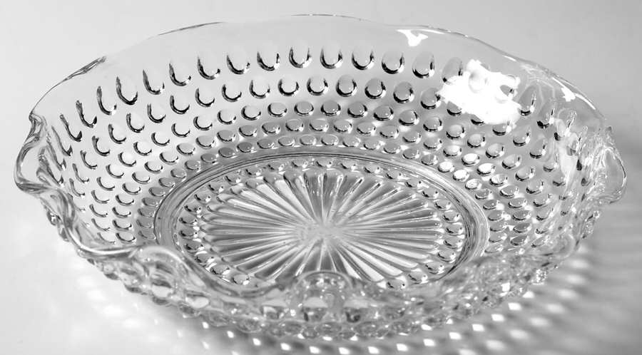 Hobnail Clear 7" Round Crimped Bowl by Anchor Hocking-1