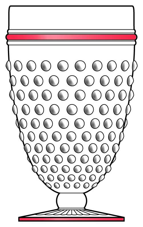 Hobnail Clear with Red Trim Water Goblet by Anchor Hocking-1
