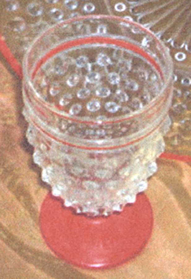 Hobnail Clear with Red Trim Juice Glass by Anchor Hocking-1