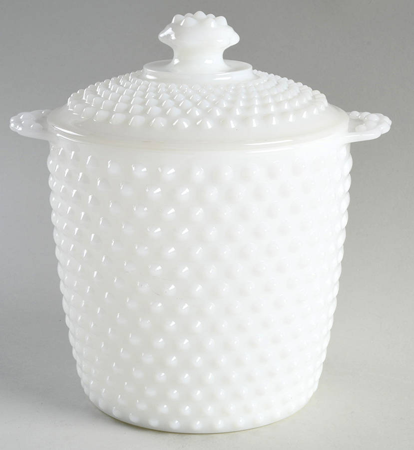 Hobnail Milk Glass Cookie Jar & Lid by Anchor Hocking-1