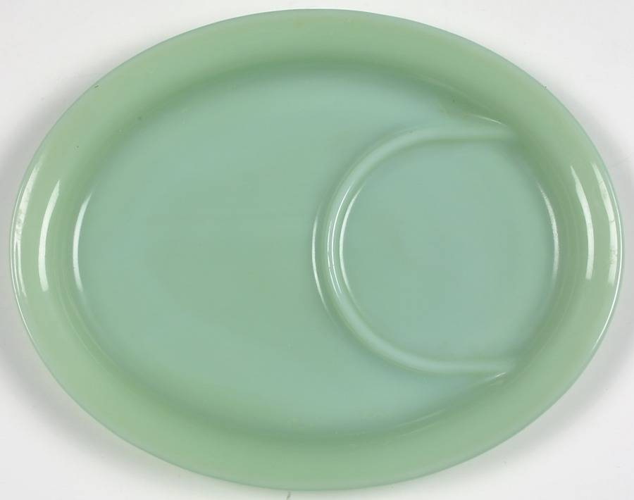 Jade Ite (Restaurant Ware, Older) Oval Snack Plate by Anchor Hocking-1