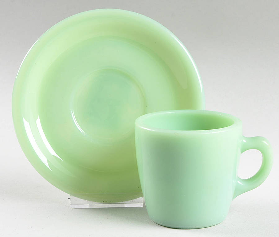 Jade Ite (Restaurant Ware, Older) Cup and Saucer Set by Anchor Hocking-1