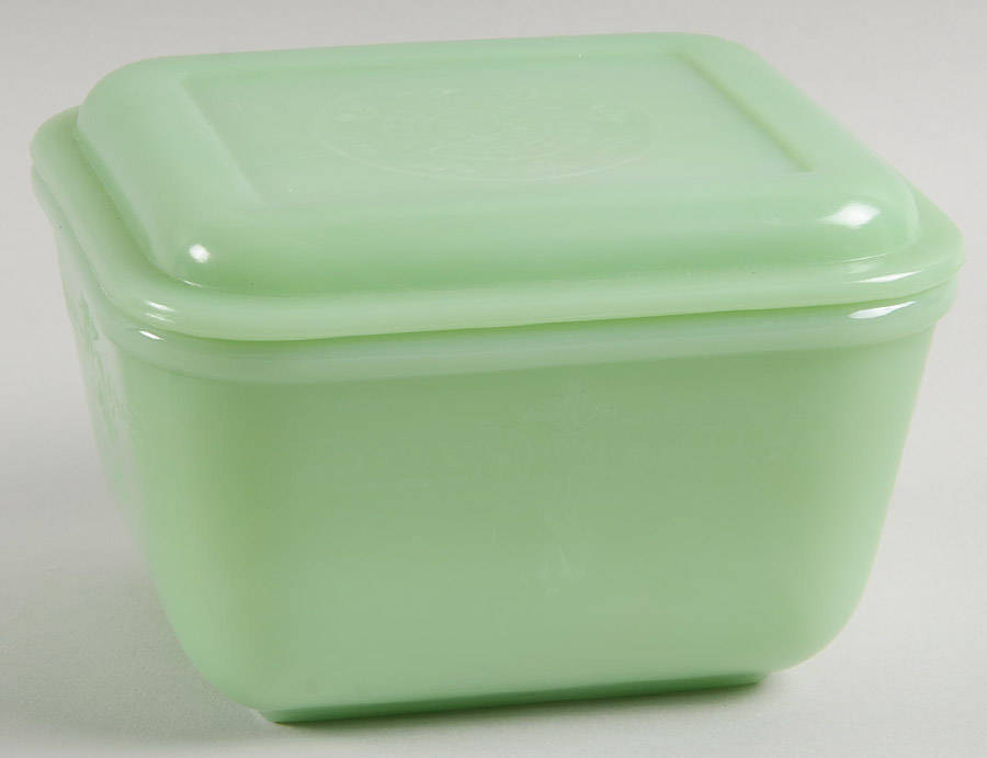 Jade Ite (Restaurant Ware, Older) Medium Refrigerator Jar & Lid by Anchor Hocking-1