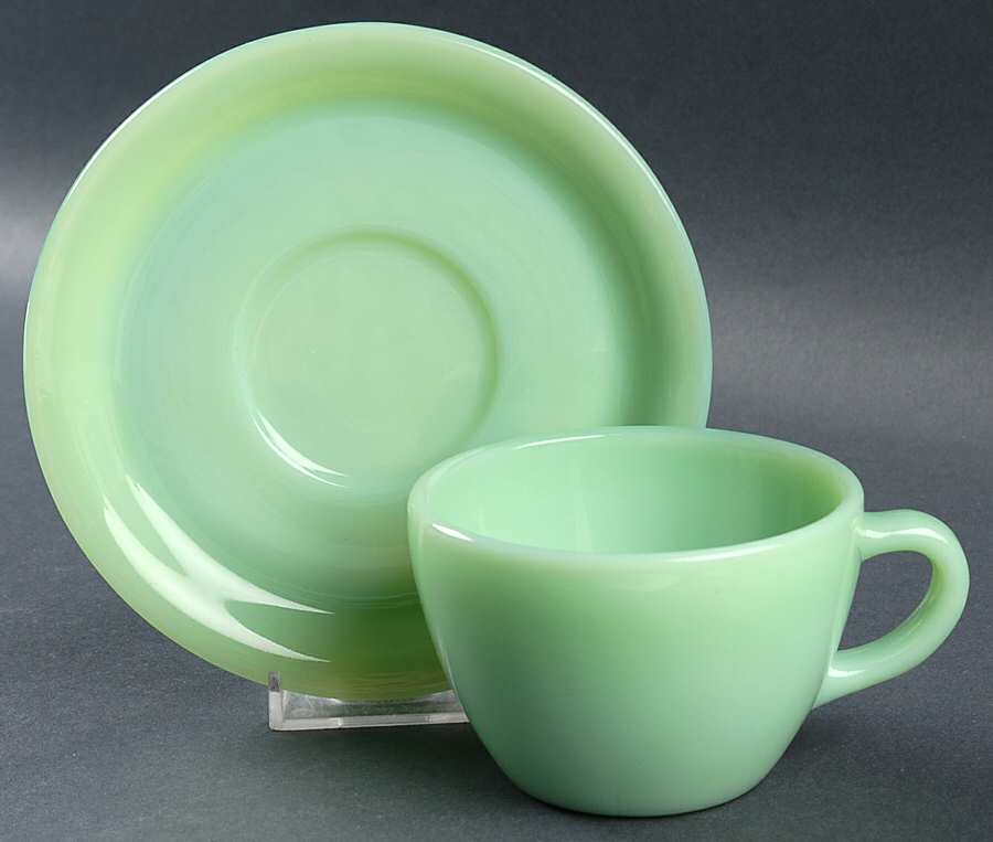 Jade Ite (Restaurant Ware, Older) Cup and Saucer Set by Anchor Hocking-1