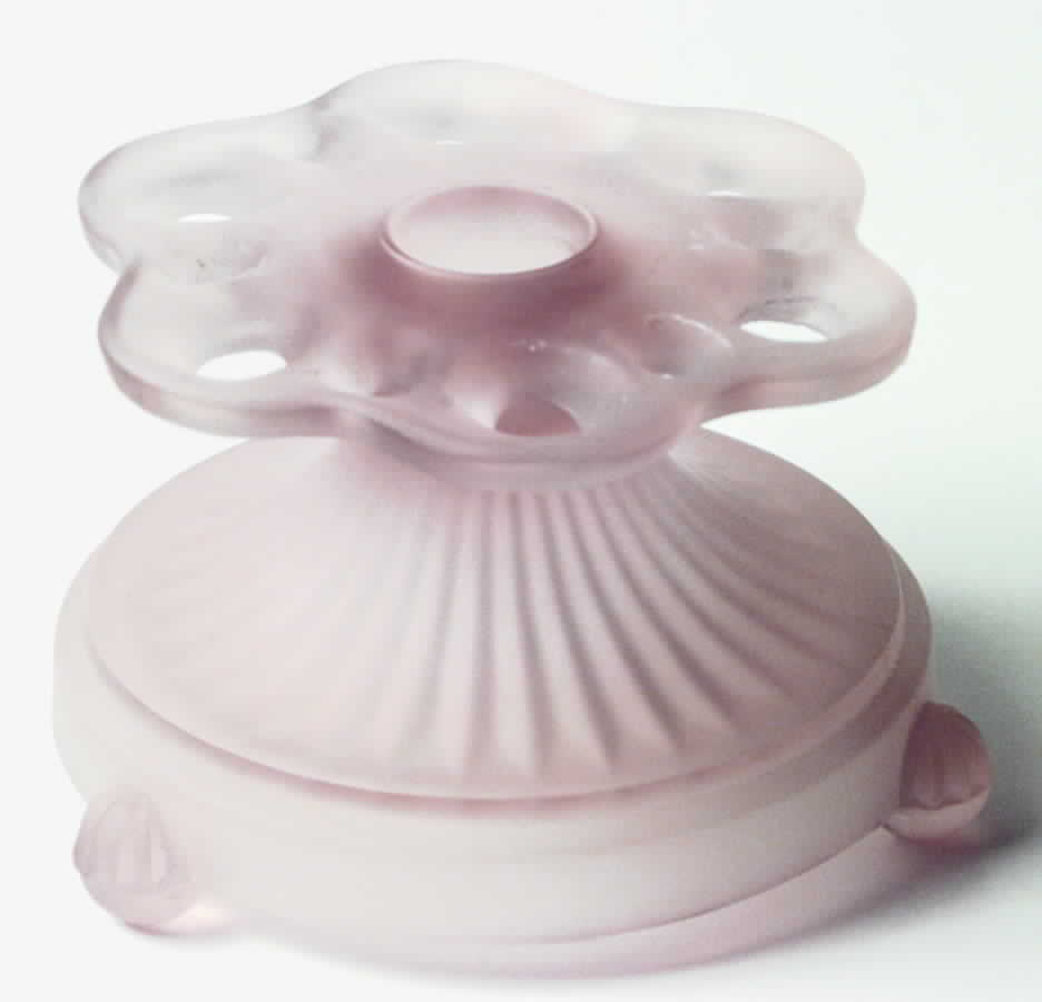 Lace Edge Frosted (Pink) 3" Single Light Candlestick by Anchor Hocking-1