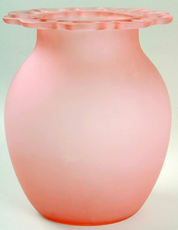 Lace Edge Frosted (Pink) 7" Flower Vase by Anchor Hocking-1