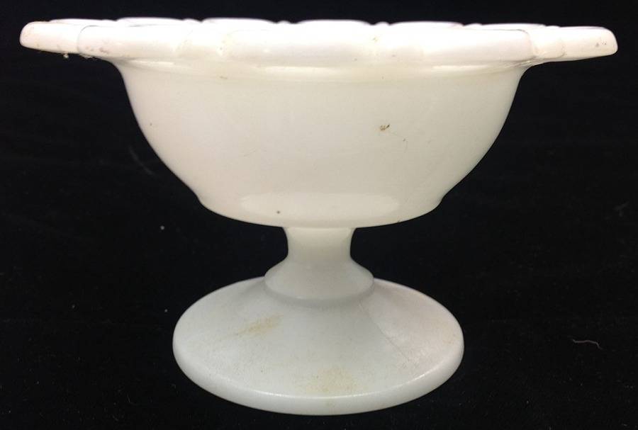 Lace Edge Milk Glass Compote No Lid by Anchor Hocking-1