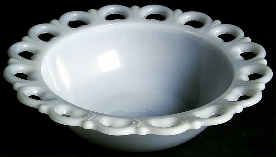 Lace Edge Milk Glass 9" Round Bowl by Anchor Hocking-1