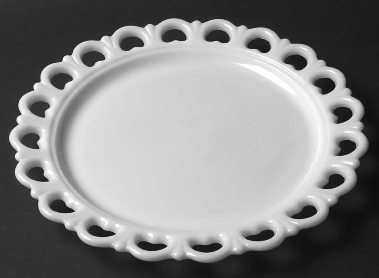 Lace Edge Milk Glass Medium Torte Plate by Anchor Hocking-1