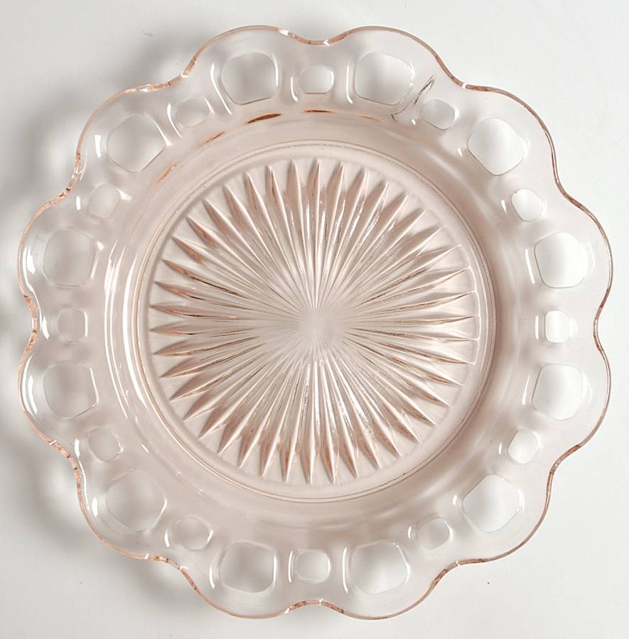 Lace Edge Pink 7" Salad Plate by Anchor Hocking-1