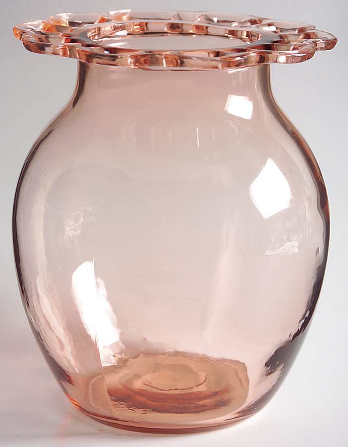 Lace Edge Pink 7" Flower Vase by Anchor Hocking-1