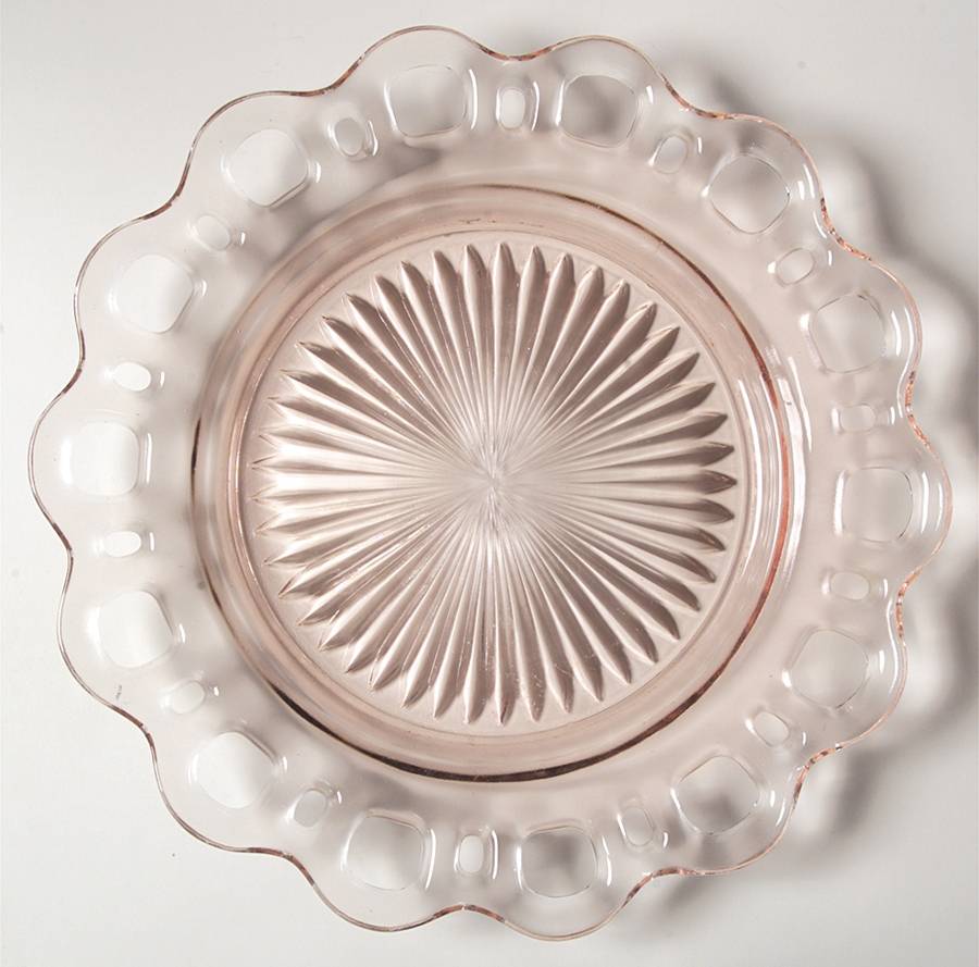 Lace Edge Pink Luncheon Plate by Anchor Hocking-1