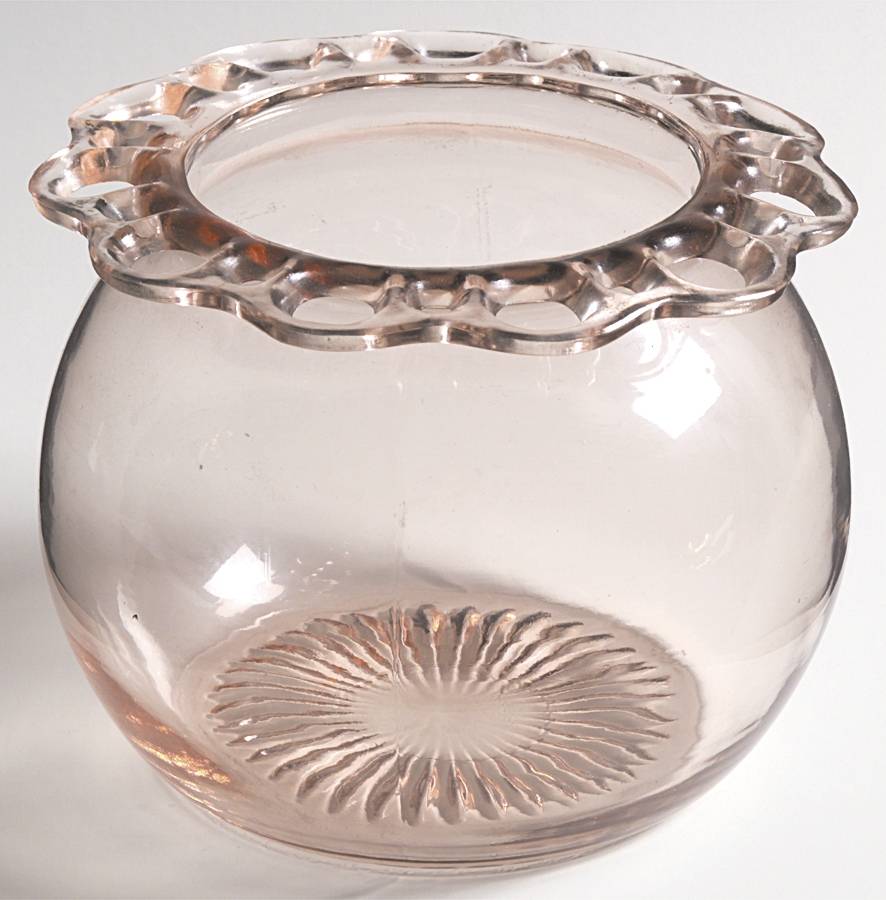 Lace Edge Pink Cookie Jar No Lid by Anchor Hocking-1