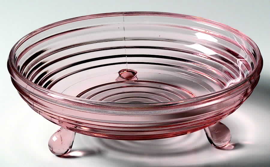 Manhattan Pink 3-Footed Open Candy Dish by Anchor Hocking-1