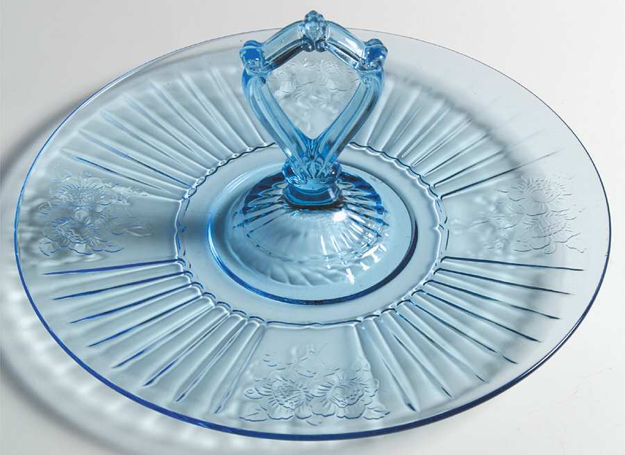 Mayfair Blue Center Handle Tray by Anchor Hocking-1