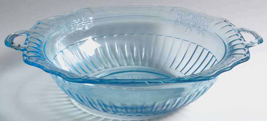 Mayfair Blue 11" Handled Round Vegetable Bowl by Anchor Hocking-1