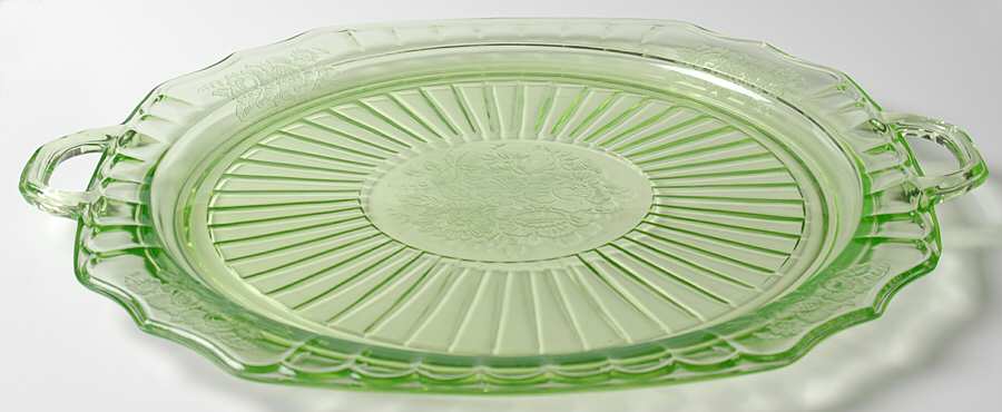 Mayfair Green Handled Cake Plate by Anchor Hocking-1