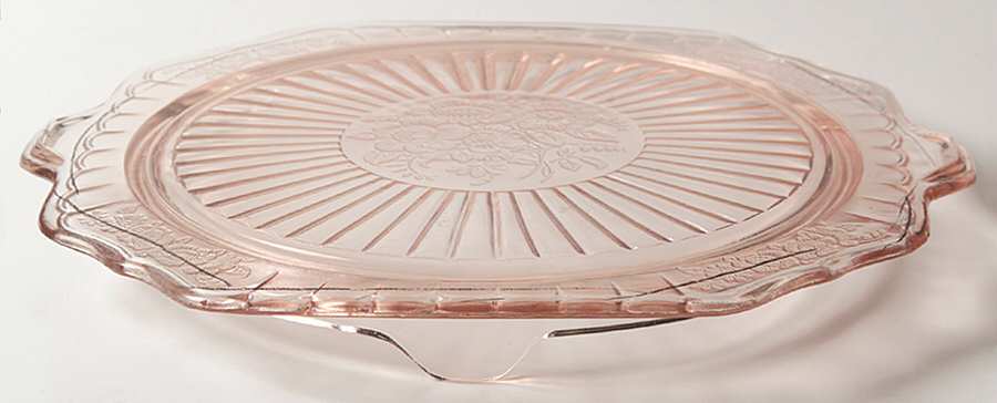 Mayfair Pink Footed Cake Plate by Anchor Hocking-1