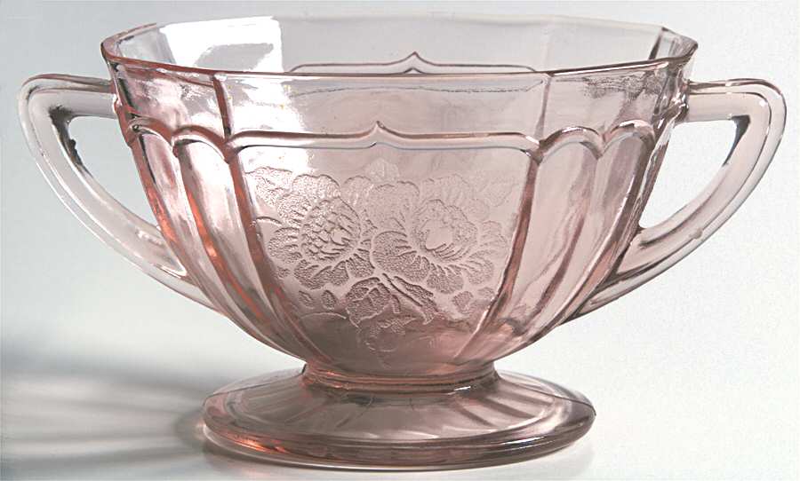 Mayfair Pink Footed Open Sugar by Anchor Hocking-1