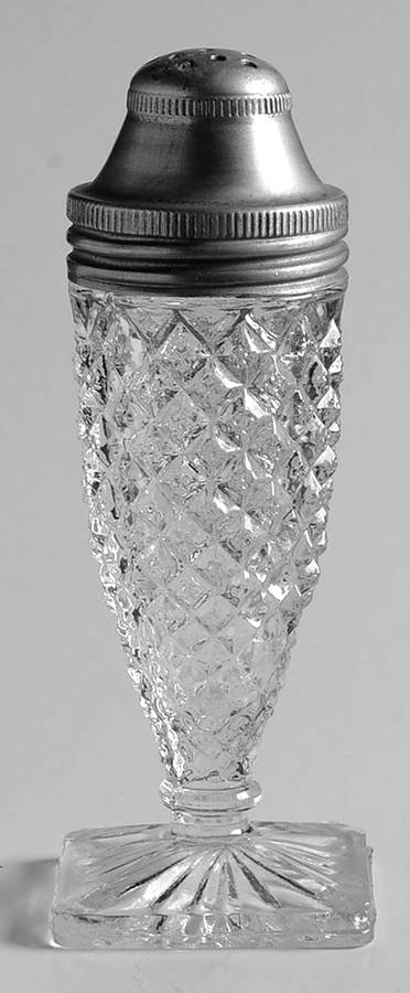 Miss America Clear Footed Shaker & Metal Lid by Anchor Hocking-1