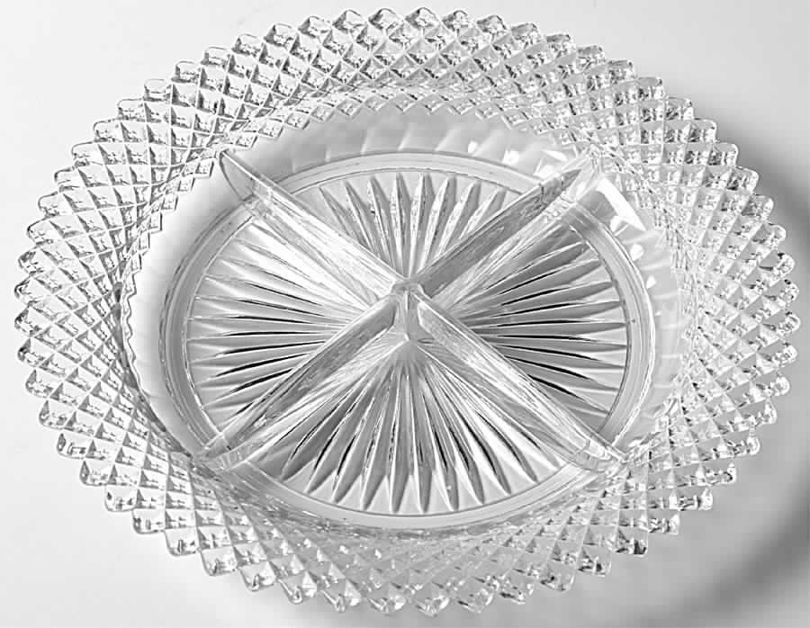 Miss America Clear 8" Round 4 Part Relish by Anchor Hocking-1