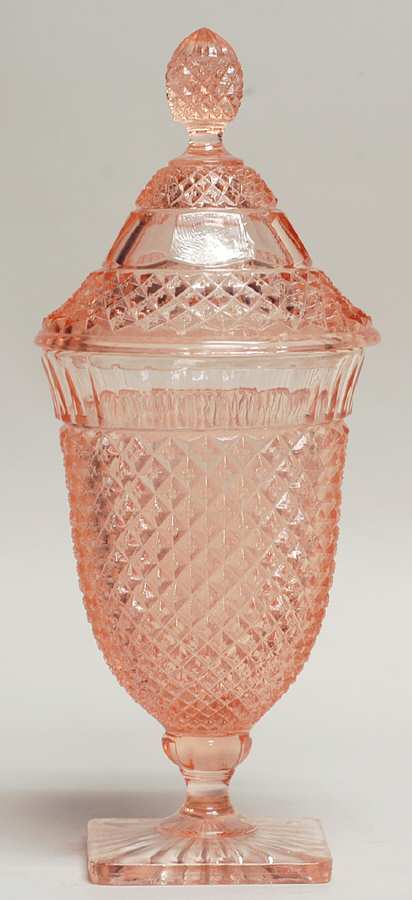 Miss America Pink Footed Candy Dish & Lid by Anchor Hocking-1