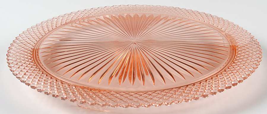 Miss America Pink Footed Cake Plate by Anchor Hocking-1