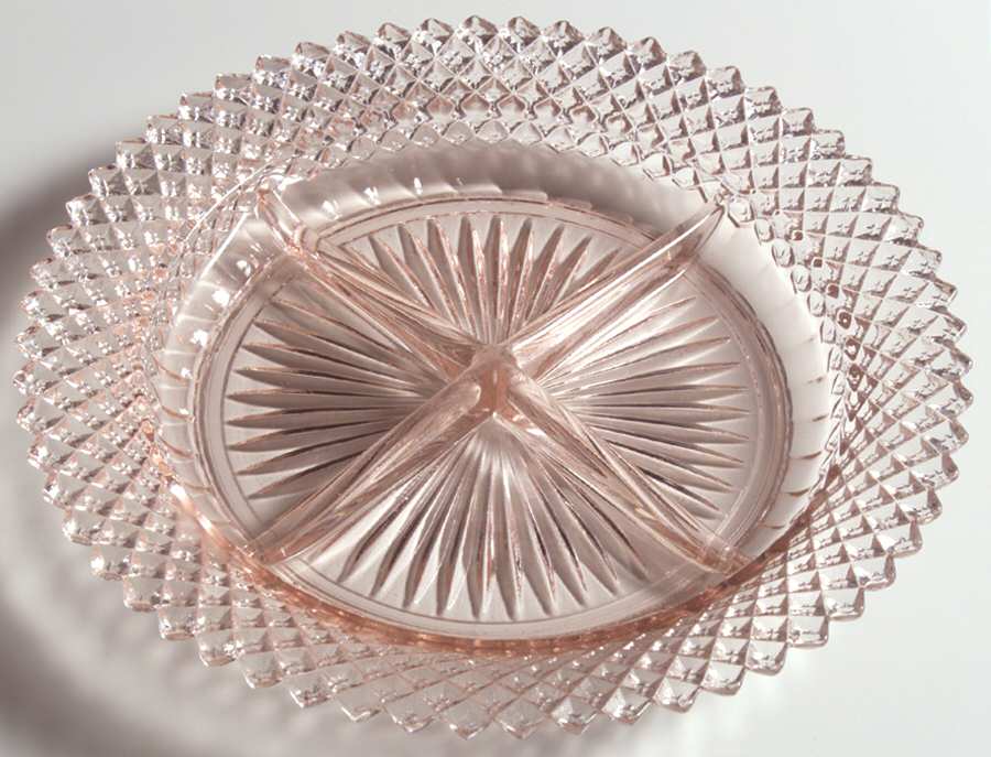 Miss America Pink 8" Round 4 Part Relish by Anchor Hocking-1