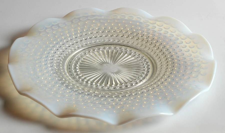 Moonstone Clear Opalescent 11" Ruffled Plate by Anchor Hocking-1