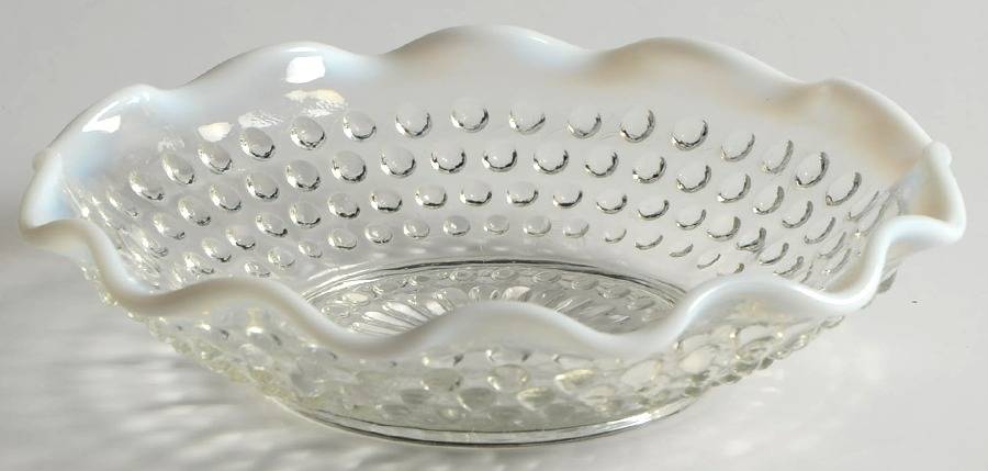 Moonstone Clear Opalescent 5" Round Crimped Bowl by Anchor Hocking-1