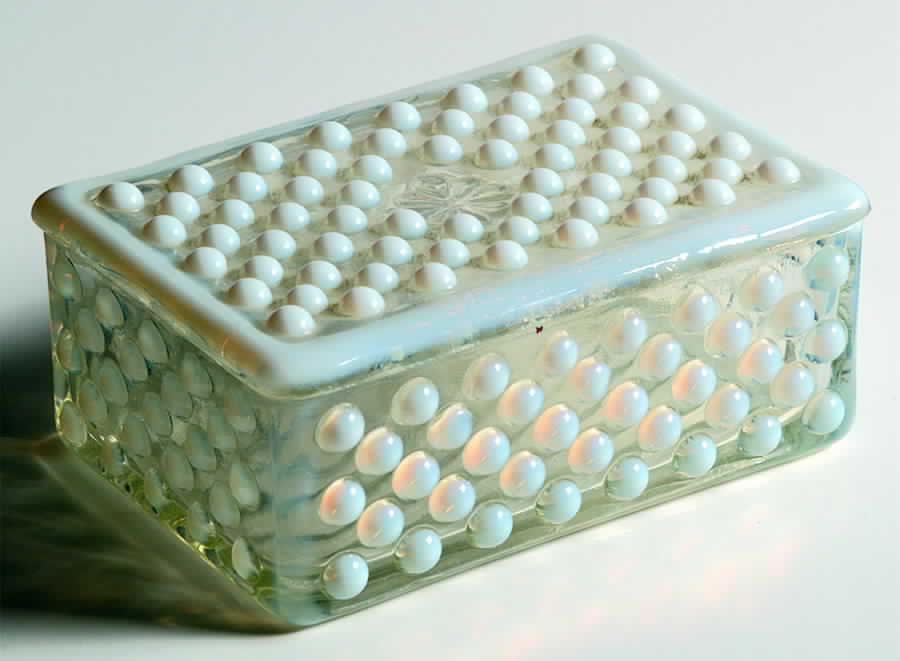 Moonstone Clear Opalescent Cigarette Box & Lid by Anchor Hocking-1