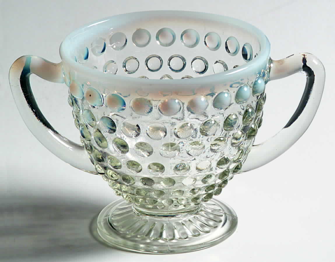 Moonstone Clear Opalescent Footed Open Sugar by Anchor Hocking-1