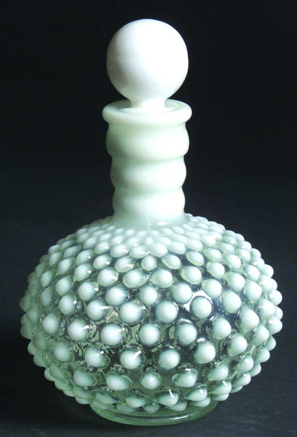 Moonstone Clear Opalescent Wrisley Cologne Bottle & Stopper by Anchor Hocking-1