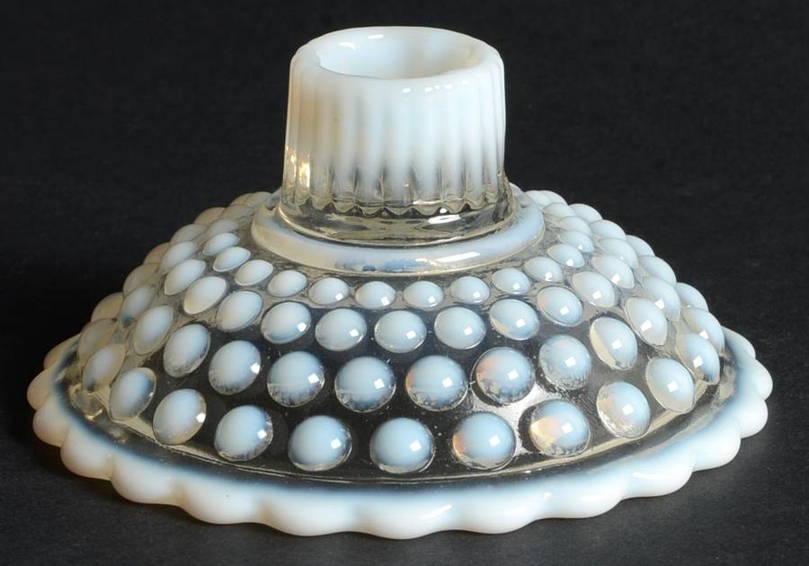 Moonstone Clear Opalescent Single Light Candlestick by Anchor Hocking-1