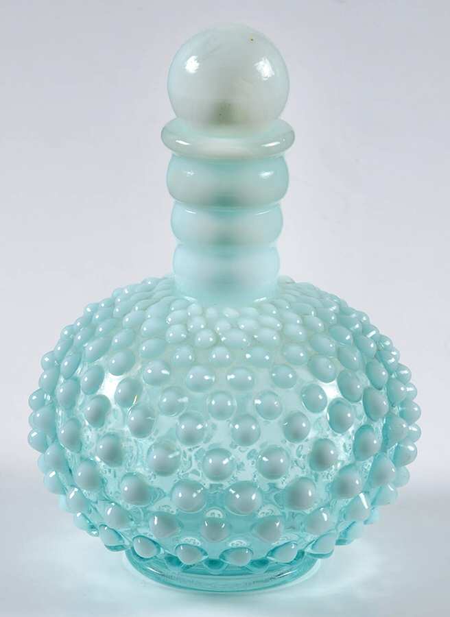 Moonstone Green Opalescent, Hobnails Wrisley Cologne Bottle & Stopper by Anchor Hocking-1
